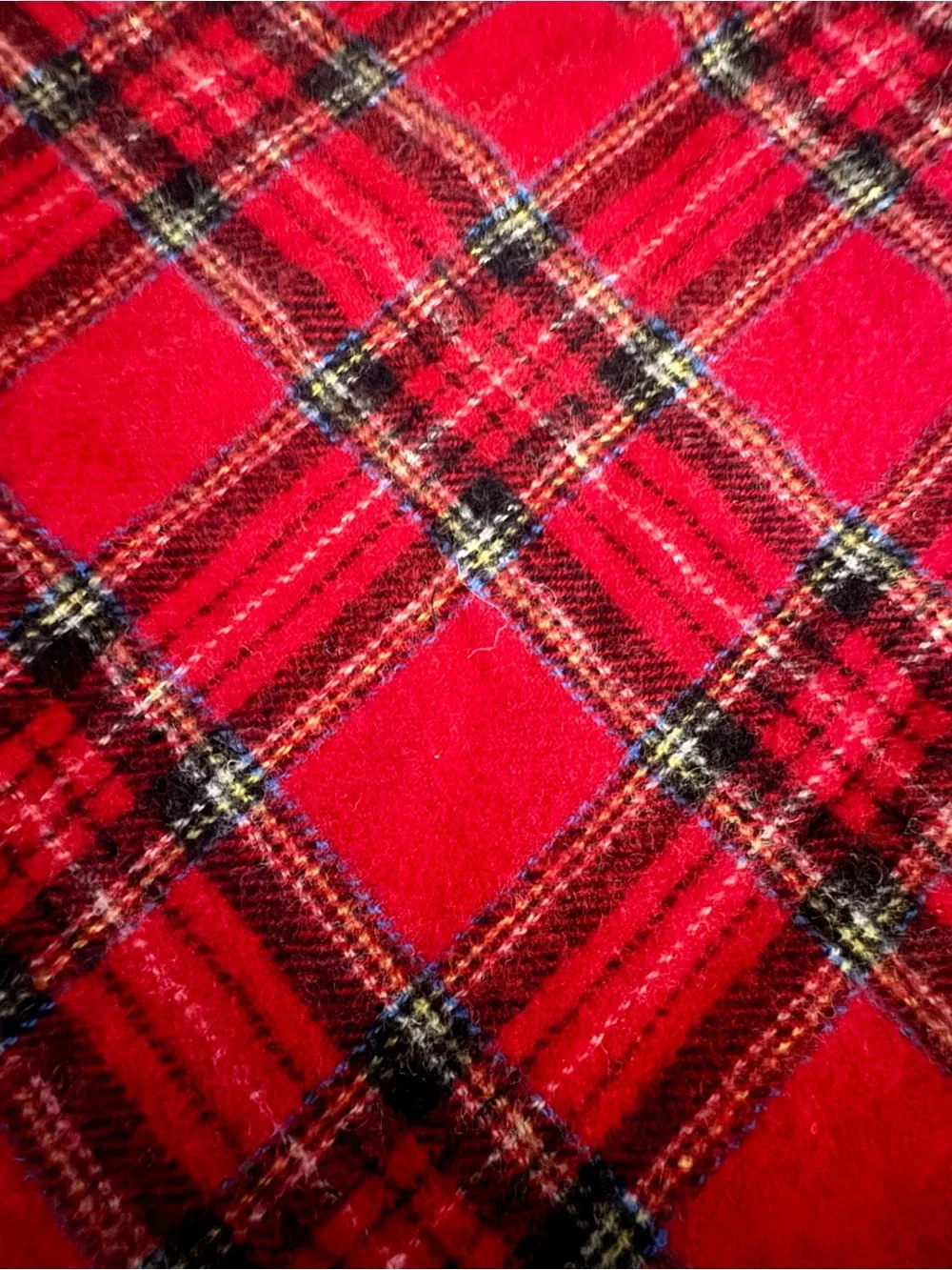 J.Crew Red Tartan Plaid Fringe Scarf Oversized Classic Preppy